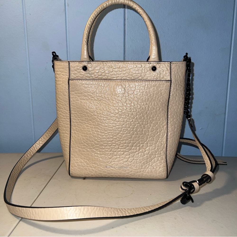 Rebecca Minkoff Leather chain cross body tote purse ivory designer genuine